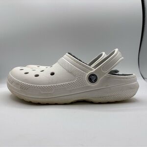 Crocs Classic Lined Clogs White Faux Fur Slip On Comfort Shoe M7 W9 Style 203591